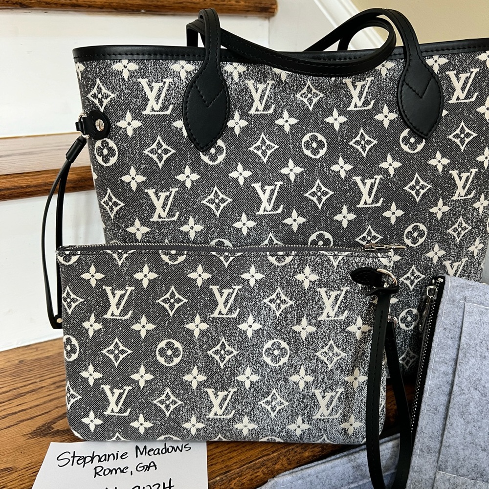 Louis Vuitton Neverfull MM Jacquard Denim and Pouch